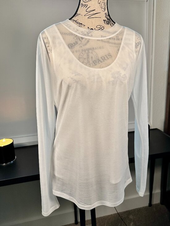 NWT Reformation Seline Knit Top Ivory L Deadstock Sheer Lightweight Long Sleeve - Picture 1 of 8